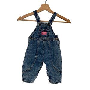 OshKosh Vintage  B’gosh Denim Blue Cotton Overalls Baby Girls Bib Vestbak Size 1